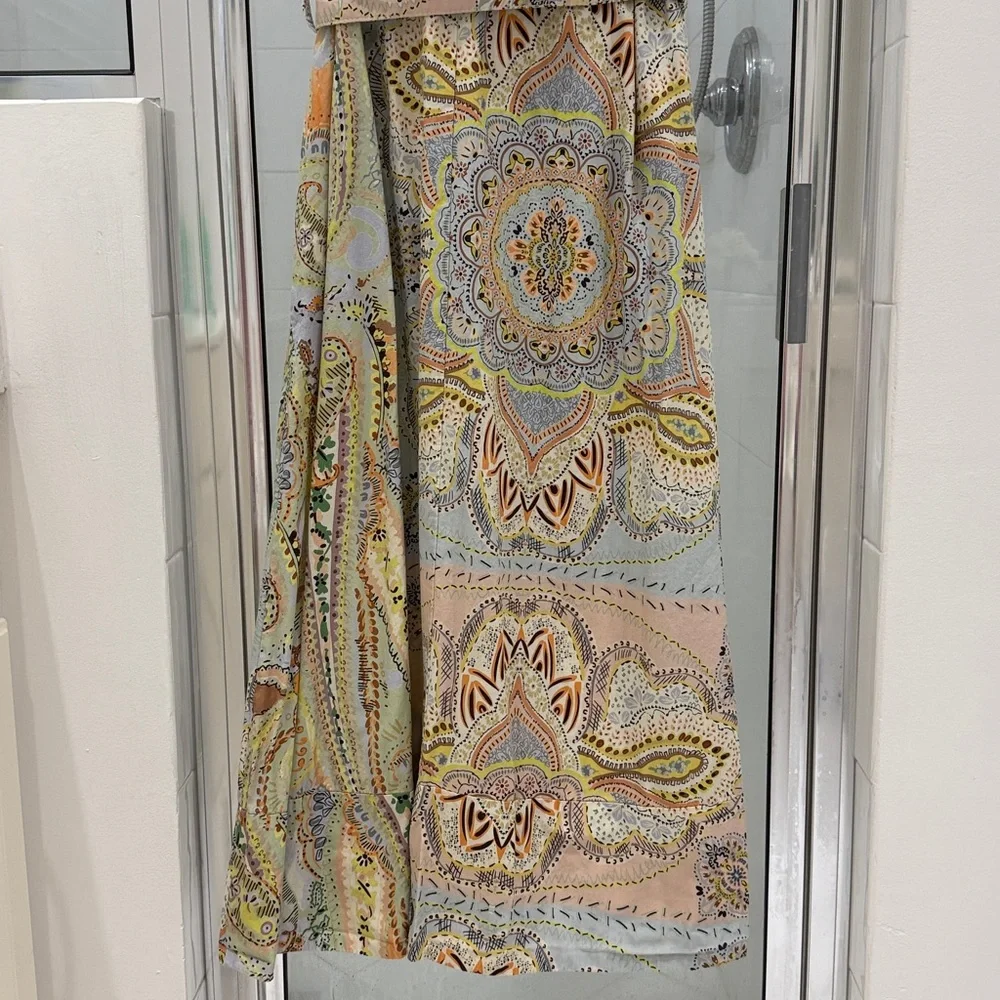 Zara Printed Belted Shirt Paisley sleeveless 100% cotton size large - Picture 11 of 11